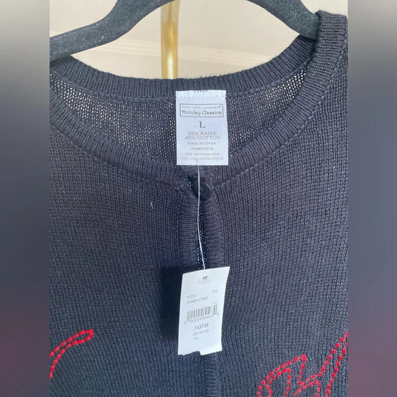 Vintage Christmascore Happy Holidays NY Laundry Embroidered Cardigan Parisian - Picture 4 of 4